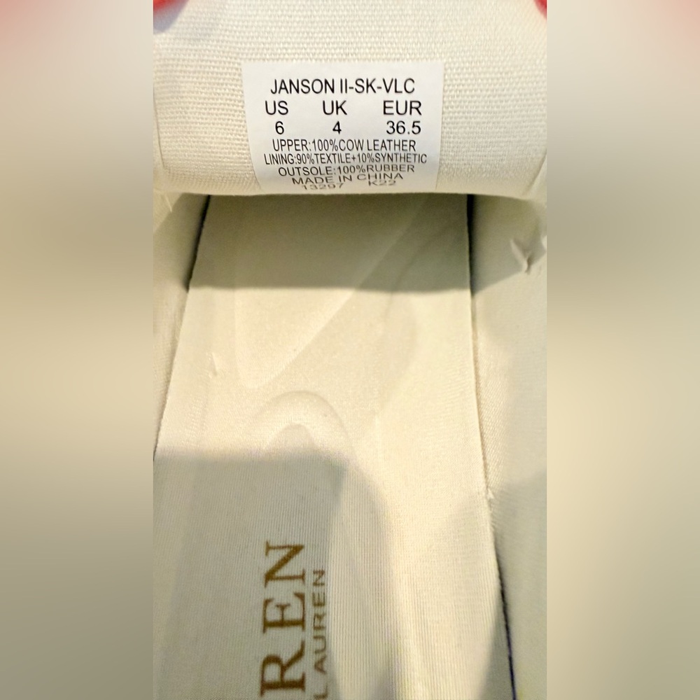 Lauren Ralph Lauren Janson II Leather Sneakers - White - Women's Size 6 - New - Picture 6 of 6